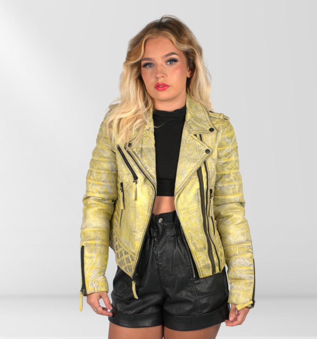 Sunflare - Leather Jacket - Biker Yellow