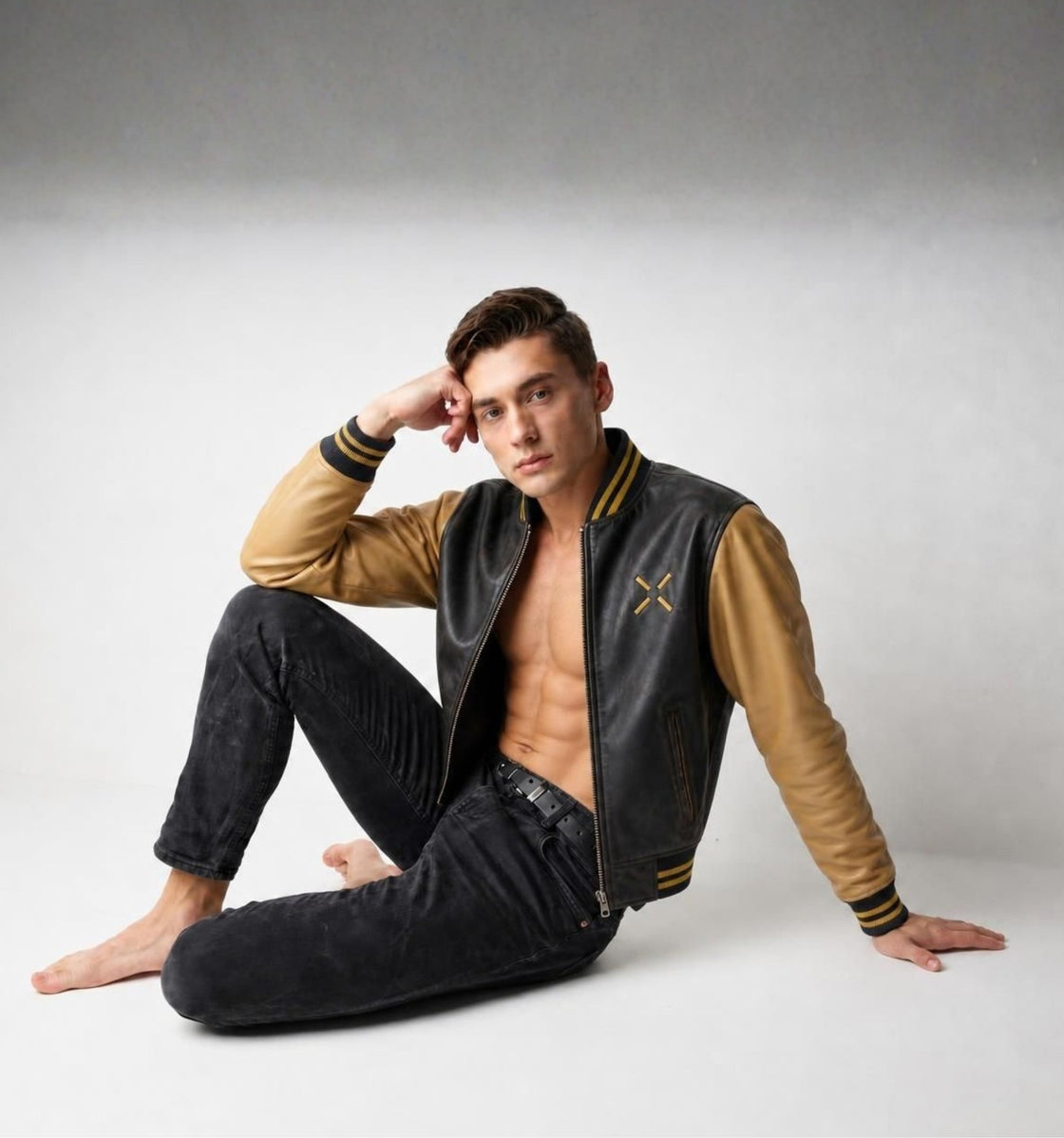 Vetranera – Stone Washed Cowhide – Black Bomber